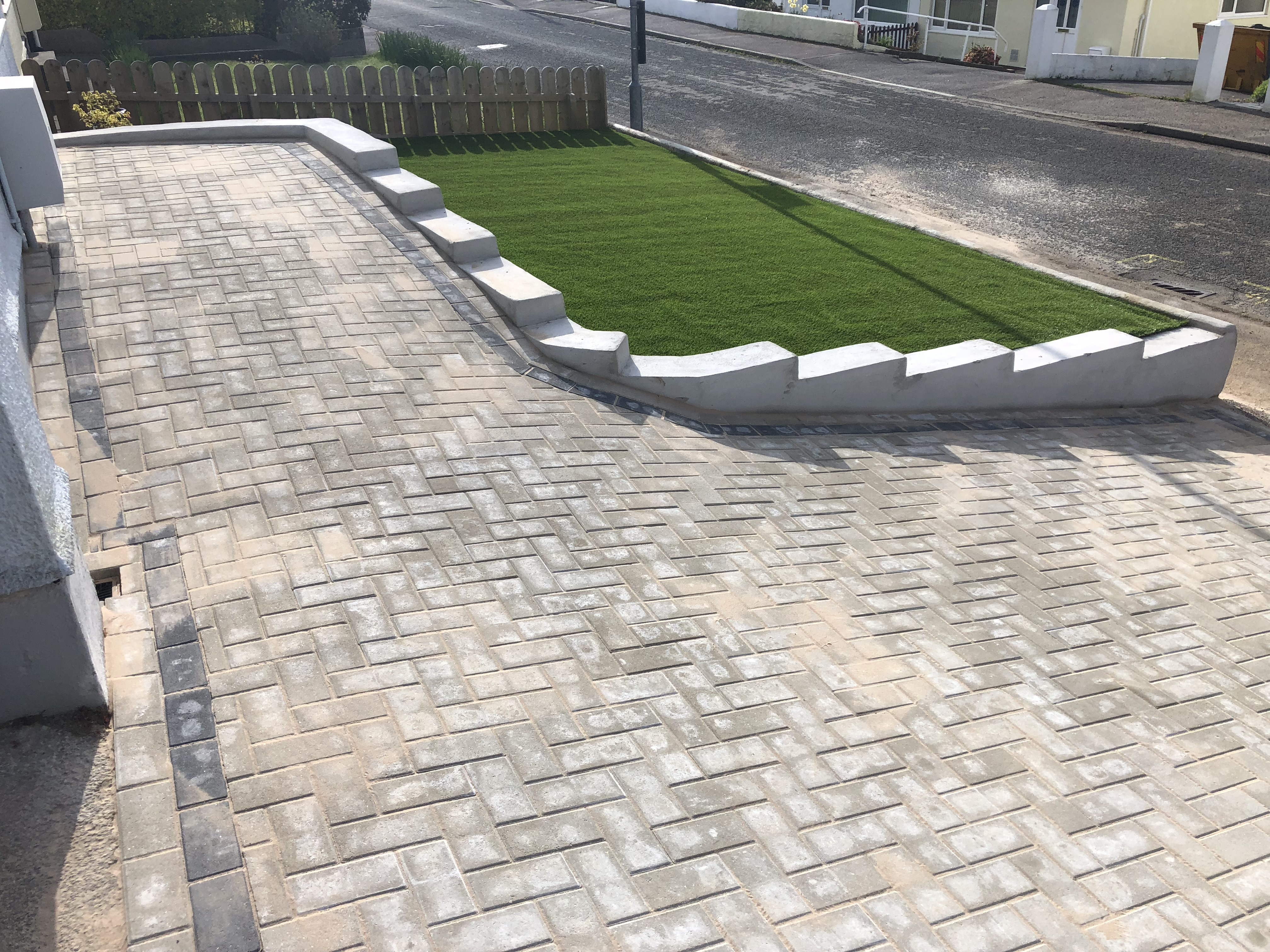 Driveway and artificial lawn in Falmouth
